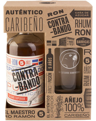 157606HD.jpg CONTRA-BANDO RHUM 5Y (I/O) 0,7L 38°+ COF VERRE – Image 1