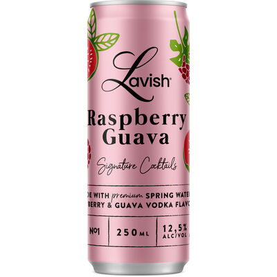 159261HD.jpg LAVISH SC RASPBERRY GUAVA 12.5° 25CL CANS – Image 1